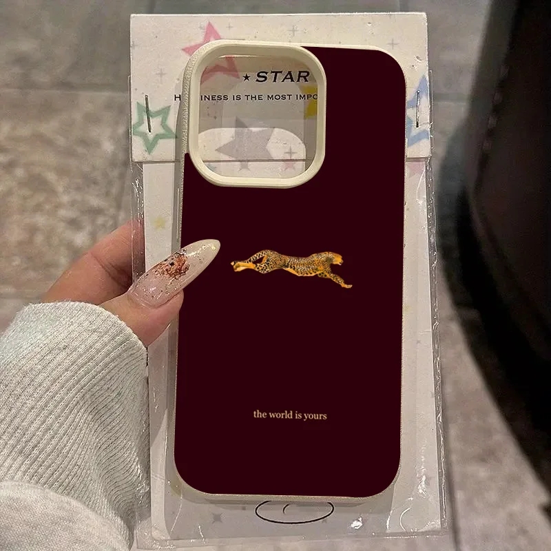 Wine & Beer Shop Photos - ファッションレオパード柄ワインレッドソフトフォンケース iPhone 18 17 16 11