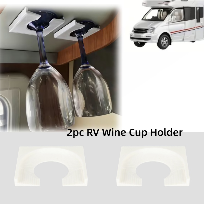Wine & Beer Shop Photos - 2pc RV キャンピングカーワインカップホルダー 自己粘着接着剤付き 簡単に取り付けられる安定したドリンクホルダー キャンプ車両