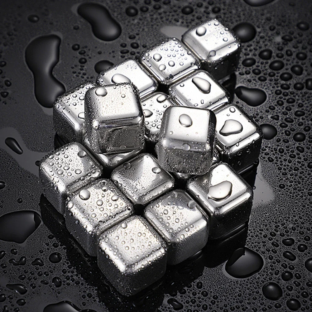 Whiskey Stone Set - ステンレス製アイスブロック 再利用可能な冷却石 ウイスキー、ワイン、ドリンク用 冷却キューブ 冷却ロック パーティーバーツール