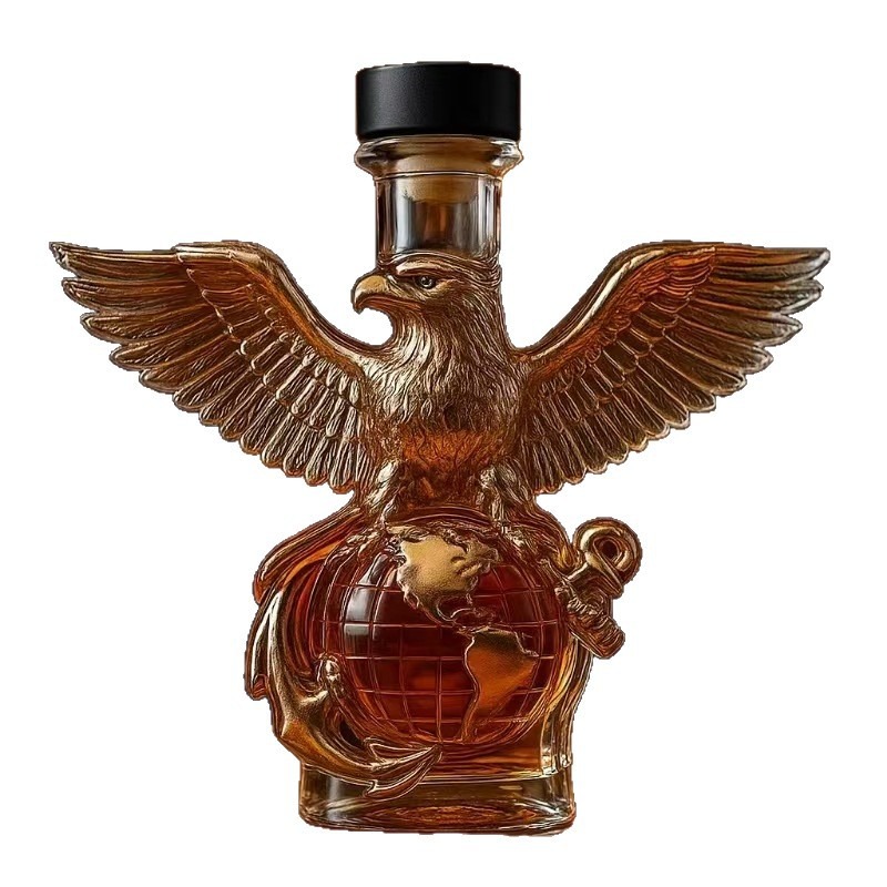 Bottle Stopper Set - 愛国的な鷲の形をしたウイスキーデカンター アメリカ軍250周年記念ガラス瓶 ストッパー付き ホームバー装飾ギフトセット