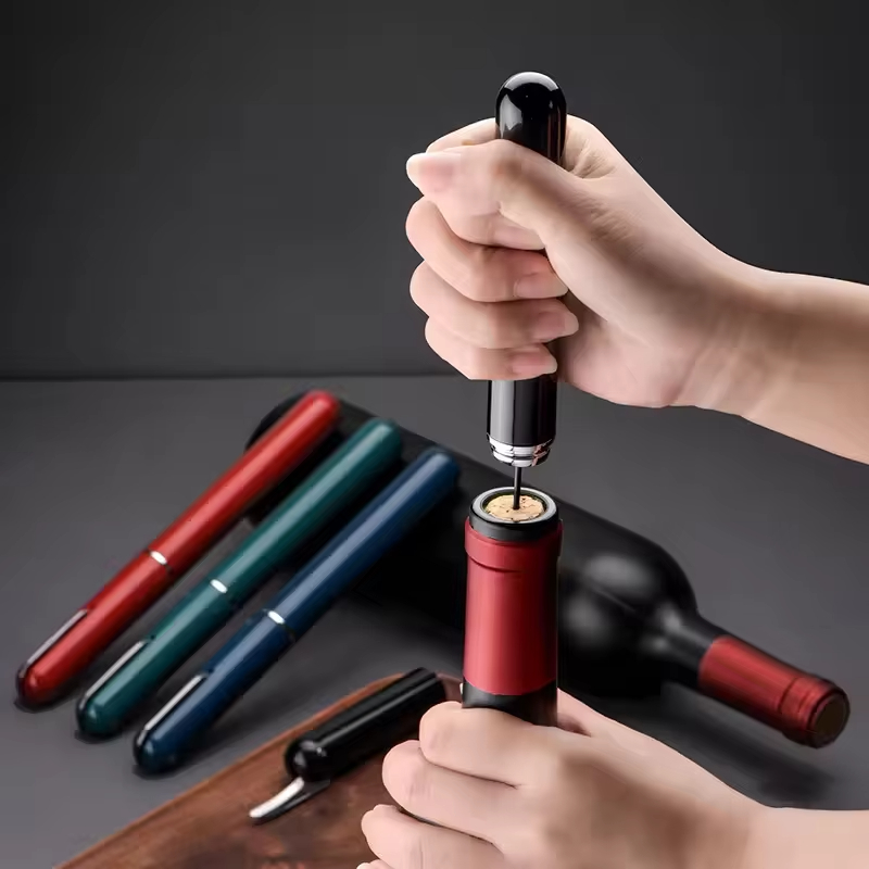 Wine&Beer Help - ポータブルハンドヘルド2-in-1エアプレッシャーワインオープナー（エアポンプとコルク抜き、フォイルカッター付き）コンパクトデスクトップワインオープナー（パーティー用）
