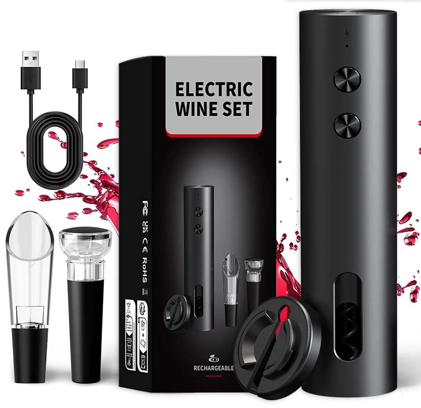 4-in-1電動ワインオープナーセットUSB充電式電動自動コ - Bottle Stopper Set のレビューと価格