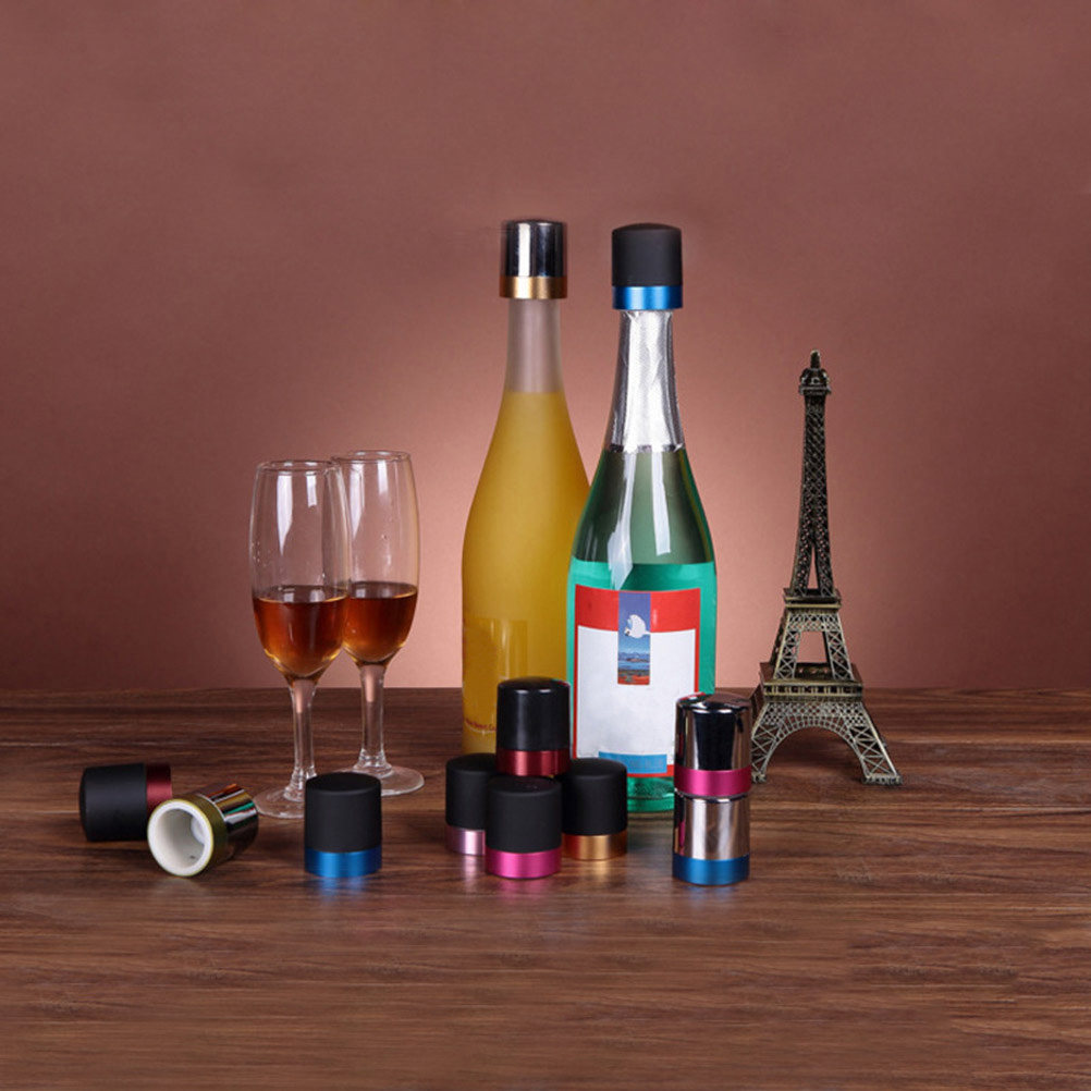 ワインストッパー4個セット。ABS樹脂とステンレス製で、密閉 - Bottle Stopper Set のレビューと価格