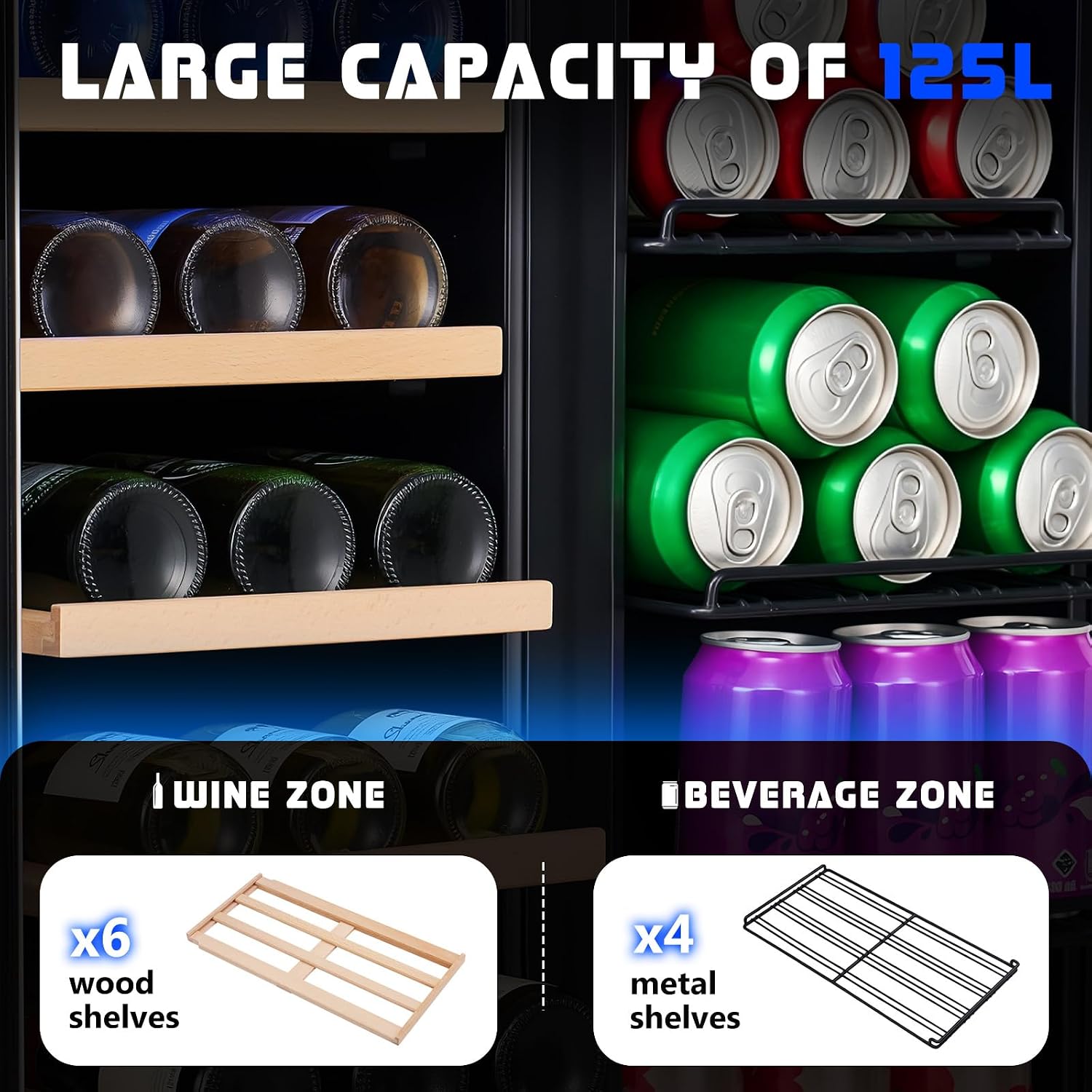 飲料用冷蔵庫、24インチデュアルゾーンワイン・ビール冷蔵庫（ - Wine Beer Fridge Dual Zone のレビューと価格