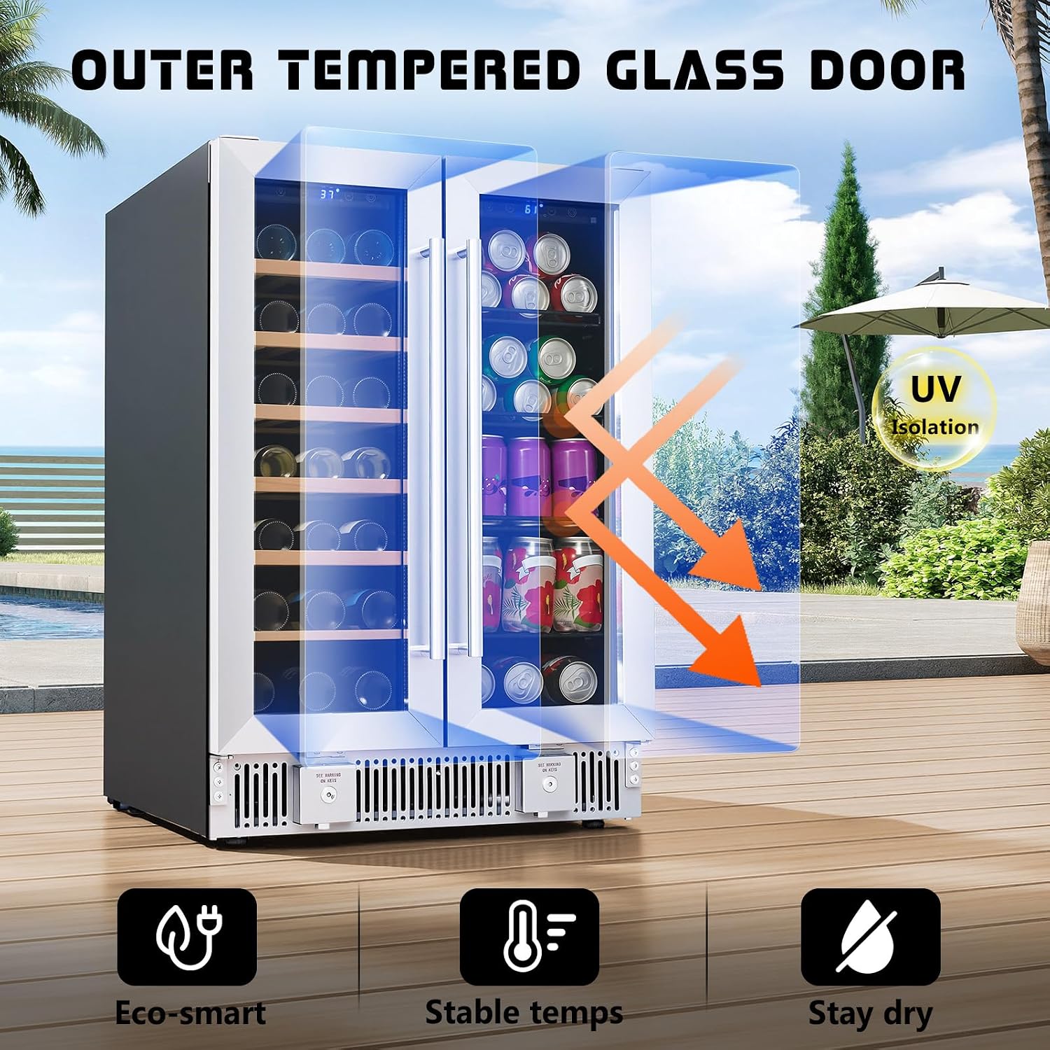 飲料用冷蔵庫、24インチデュアルゾーンワイン・ビール冷蔵庫（ - Wine Beer Fridge Dual Zone のレビューと価格