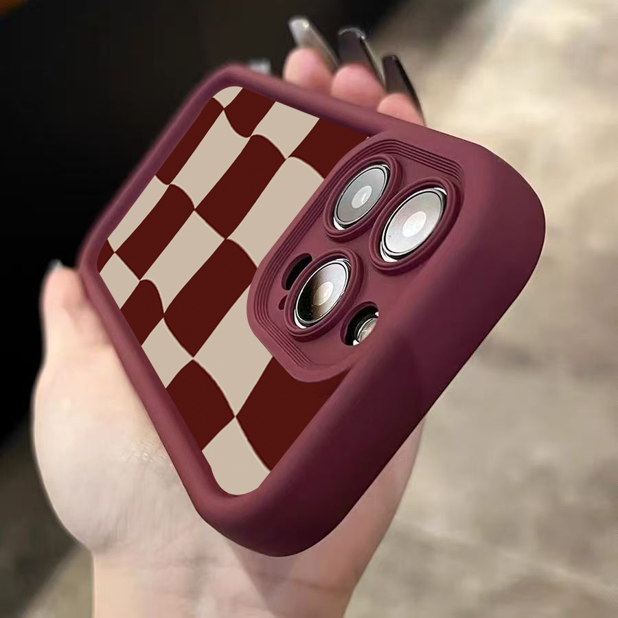 ワインレッドの変形グリッド柄iPhoneケース (iPhon - Wine & Beer Shop Photos のレビューと価格