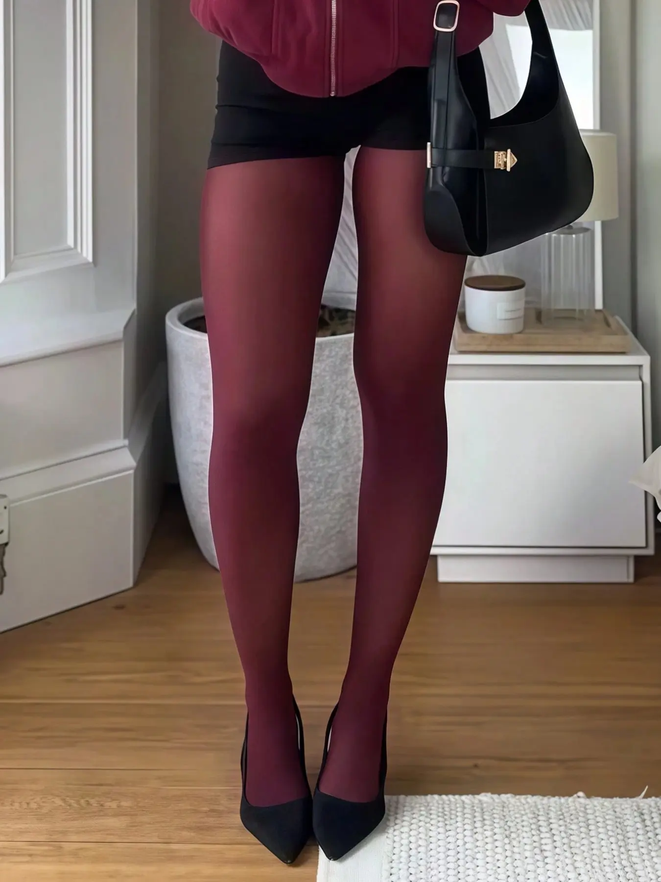 女性用ワインカラー超薄型ボディストッキング、セクシーなシルク - Wine & Beer Shop Photos のレビューと価格