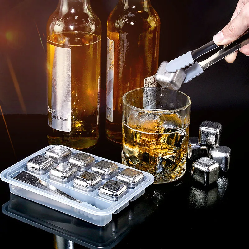 バーツール 4/6/8個入り ステンレス製アイスキューブセッ - Whiskey Stone Set のレビューと価格