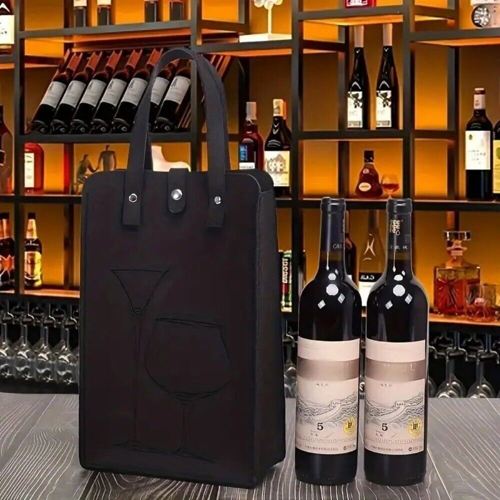 高品質フェルト製赤ワインバッグ、ダブルハンドル付きワインギフ - Wine & Beer Shop Photos のレビューと価格