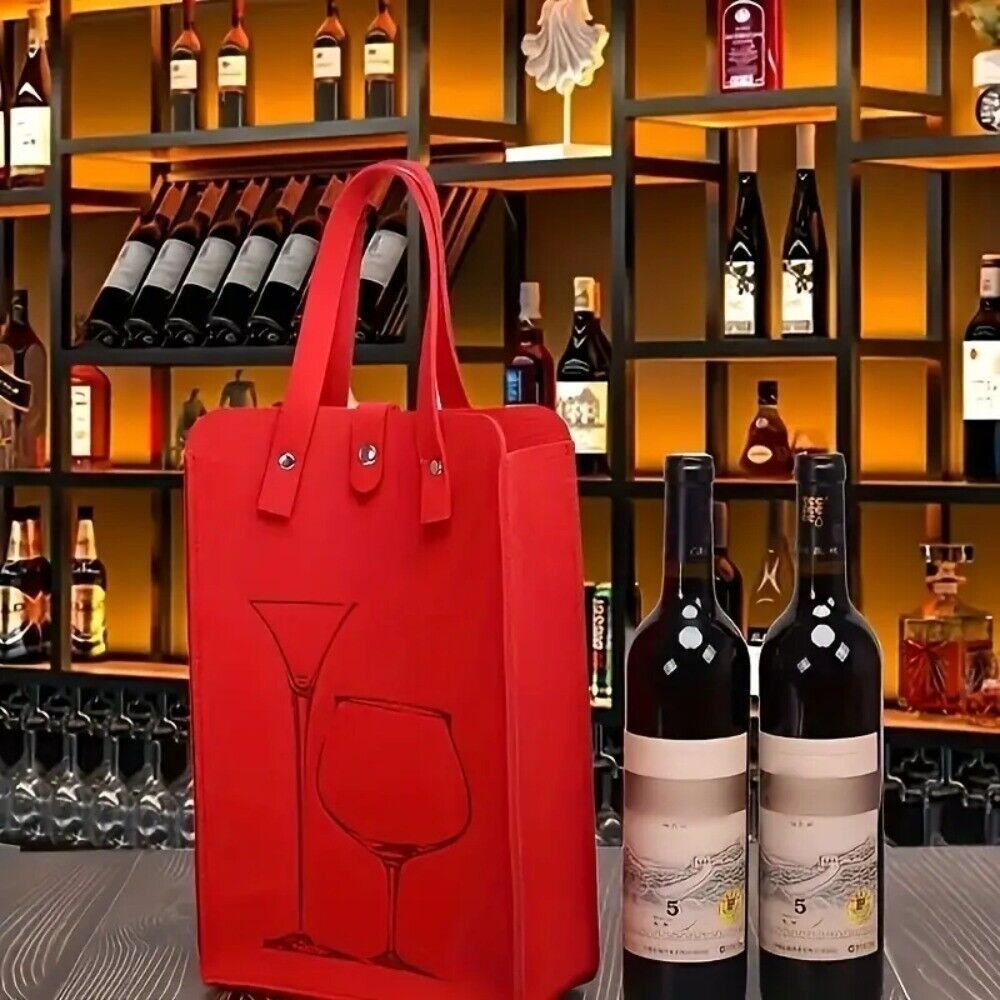 高品質フェルト製赤ワインバッグ、ダブルハンドル付きワインギフ - Wine & Beer Shop Photos のレビューと価格