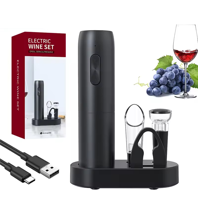 4-in-1 電気ボトルワインオープナーセット充電式電動自動 - Bottle Stopper Set のレビューと価格