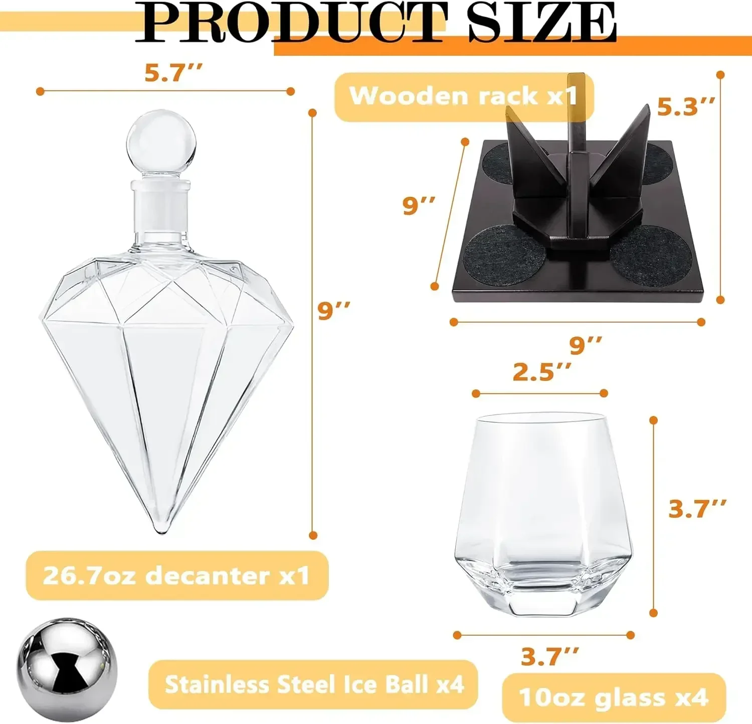 ダイヤモンドウイスキーデキャンタセット、ダイヤモンドデキャン - Whiskey Stone Set のレビューと価格
