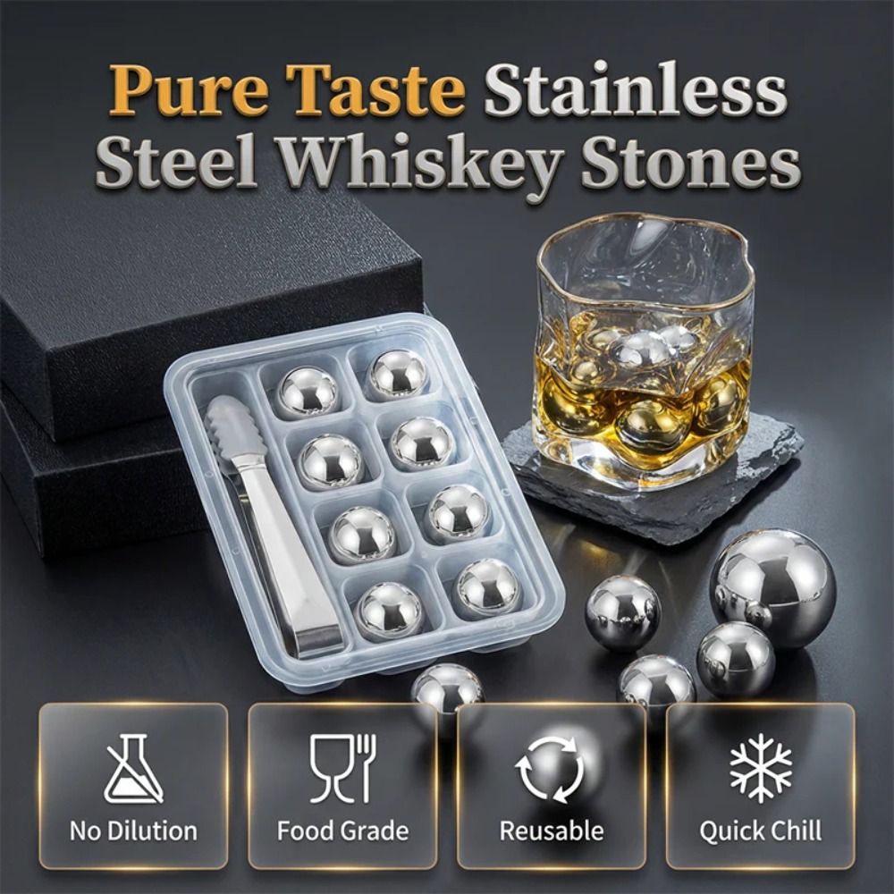 25mm ステンレス製アイスキューブボール 再利用可能なフル - Whiskey Stone Set のレビューと価格