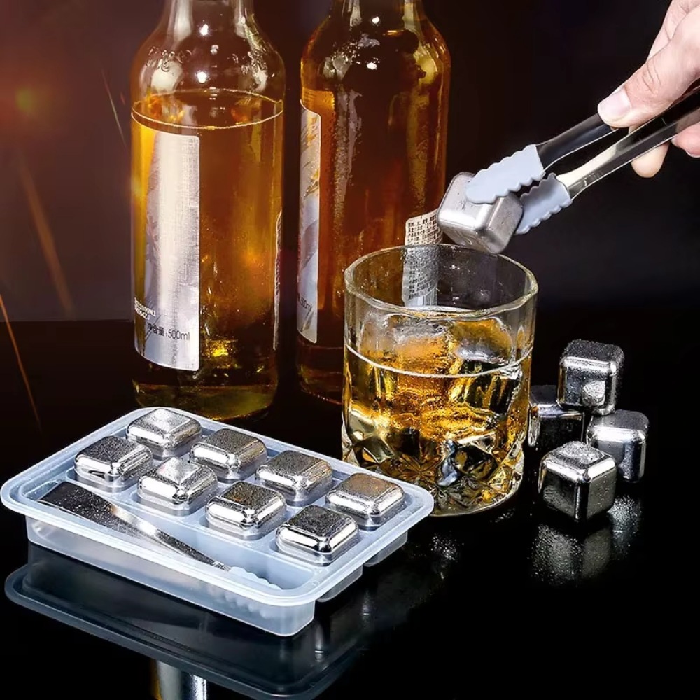 4/6/8個入りステンレス製アイスキューブセット、再利用可能 - Whiskey Stone Set のレビューと価格